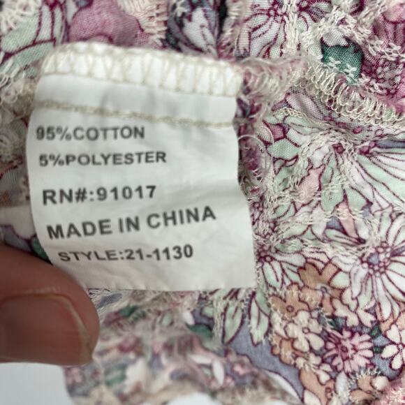 Solitaire Top Embroidered Floral Lace Eyelet Ruffle Sleeve Romantic Feminine S - Picture 5 of 7